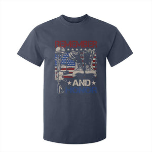 Remember And Honor T Shirt For Kid Memorial Day Veteran Boots American Flag TS11 Navy Print Your Wear