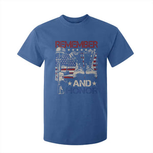Remember And Honor T Shirt For Kid Memorial Day Veteran Boots American Flag TS11 Royal Blue Print Your Wear
