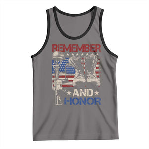 Remember And Honor Tank Top Memorial Day Veteran Boots American Flag TS11 Deep Heather Black Print Your Wear