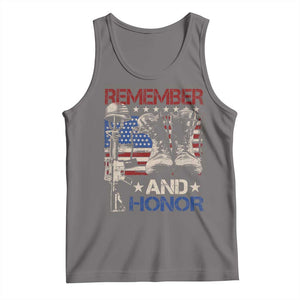 Remember And Honor Tank Top Memorial Day Veteran Boots American Flag TS11 Deep Heather Print Your Wear