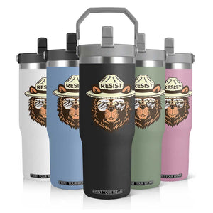 Resist Bear Retro Vintage Flip Straw Tumbler TS02 Print Your Wear