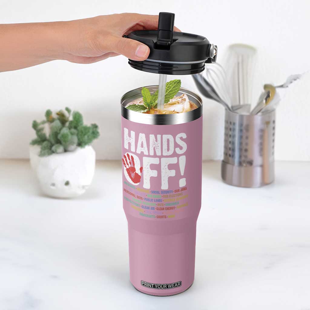 Resist Hands Off Flip Straw Tumbler Protect USA American We The People TS02 One Size: 30 oz Light Pink Print Your Wear
