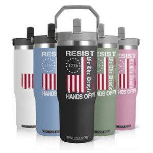 Resist Hands Off Flip Straw Tumbler Vintage American Betsy Ross Flag We The People TS02 Print Your Wear