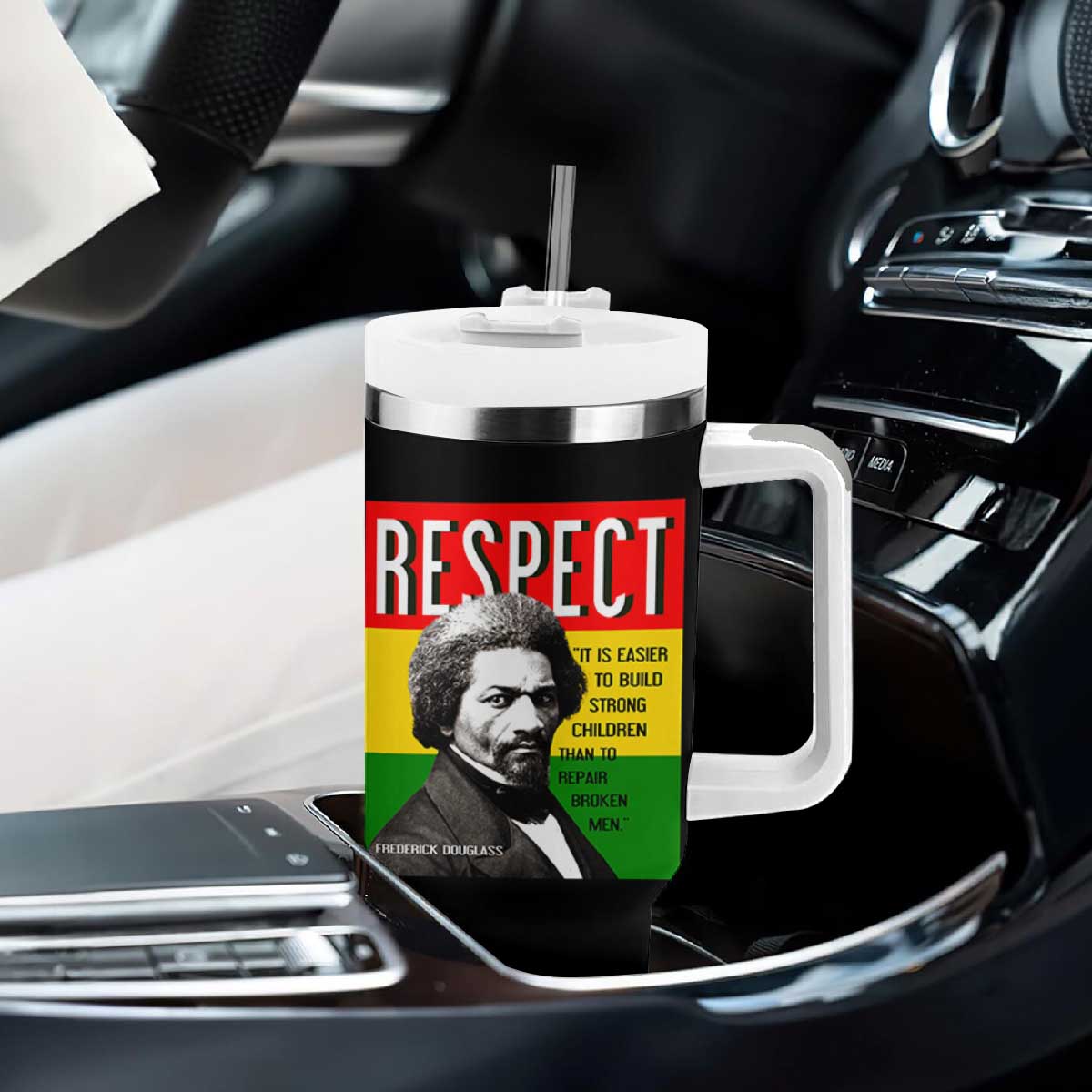 Respect Frederick Douglass Tumbler With Handle It Is Easier To Build Strong Children Empowerment TS02 Print Your Wear
