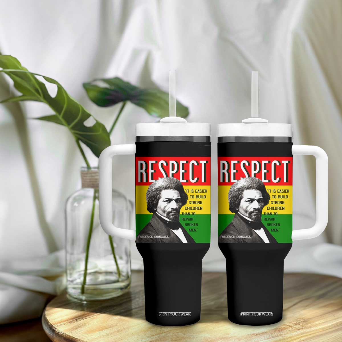 Respect Frederick Douglass Tumbler With Handle It Is Easier To Build Strong Children Empowerment TS02 Print Your Wear