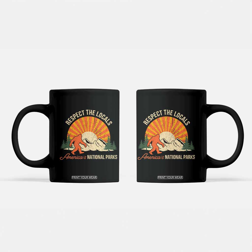 Respect The Locals Coffee Mug America's National Parks Vintage Bigfoot TS02 Black Print Your Wear
