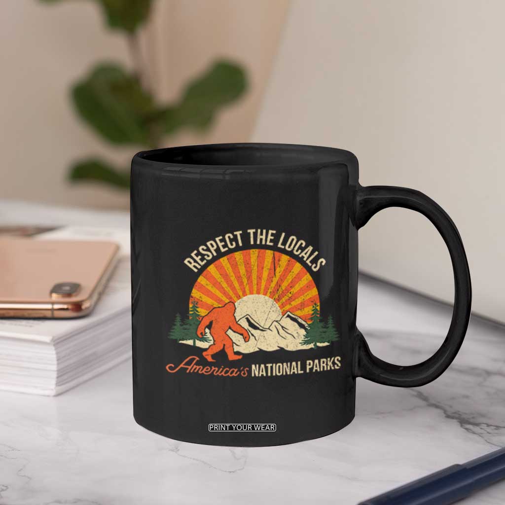 Respect The Locals Coffee Mug America's National Parks Vintage Bigfoot TS02 Print Your Wear