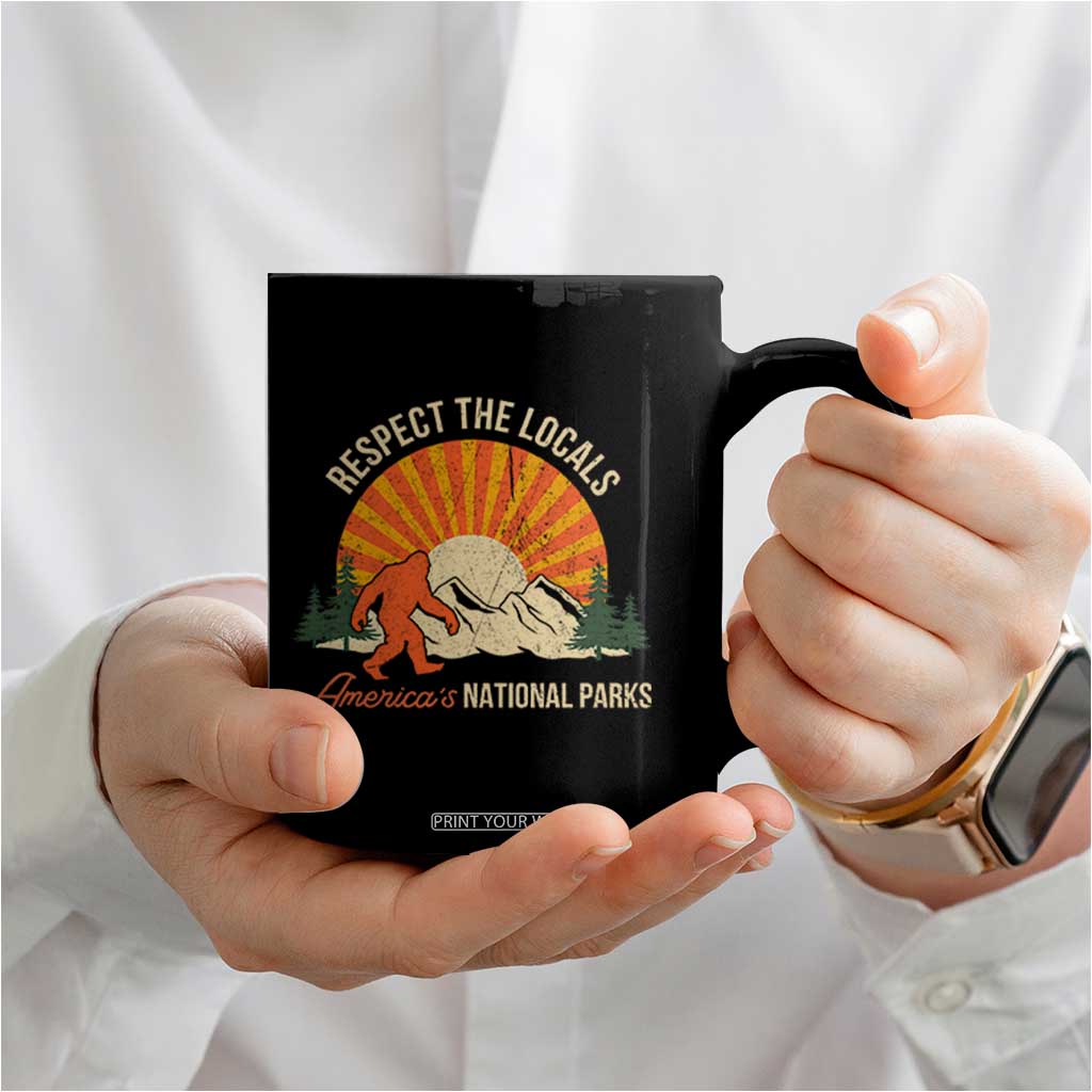 Respect The Locals Coffee Mug America's National Parks Vintage Bigfoot TS02 Print Your Wear