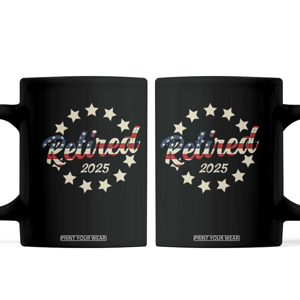 Retired 2025 Coffee Mug Retirement Gifts American Flag TS10 Black Print Your Wear