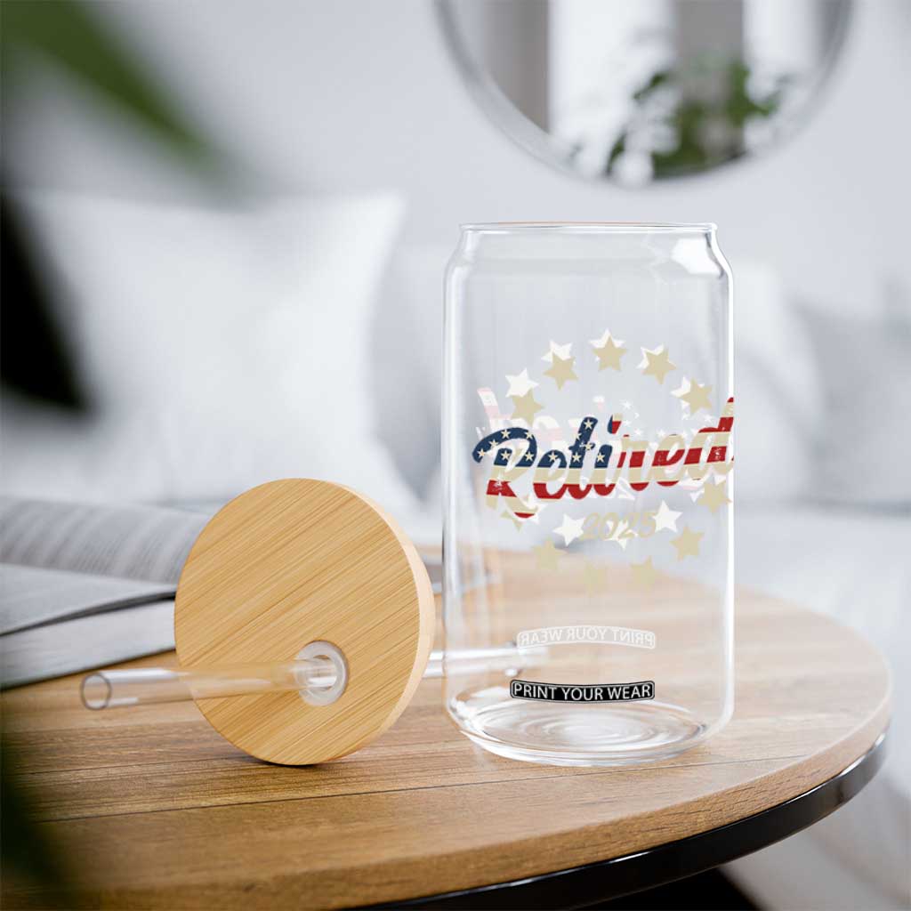 Retired 2025 Glass Can Retirement Gifts American Flag TS10 Print Your Wear