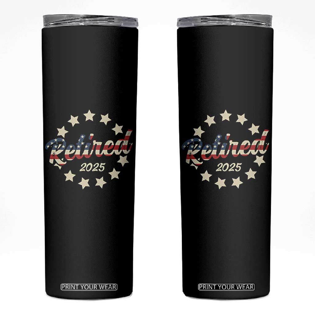 Retired 2025 Skinny Tumbler Retirement Gifts American Flag TS10 Black Print Your Wear