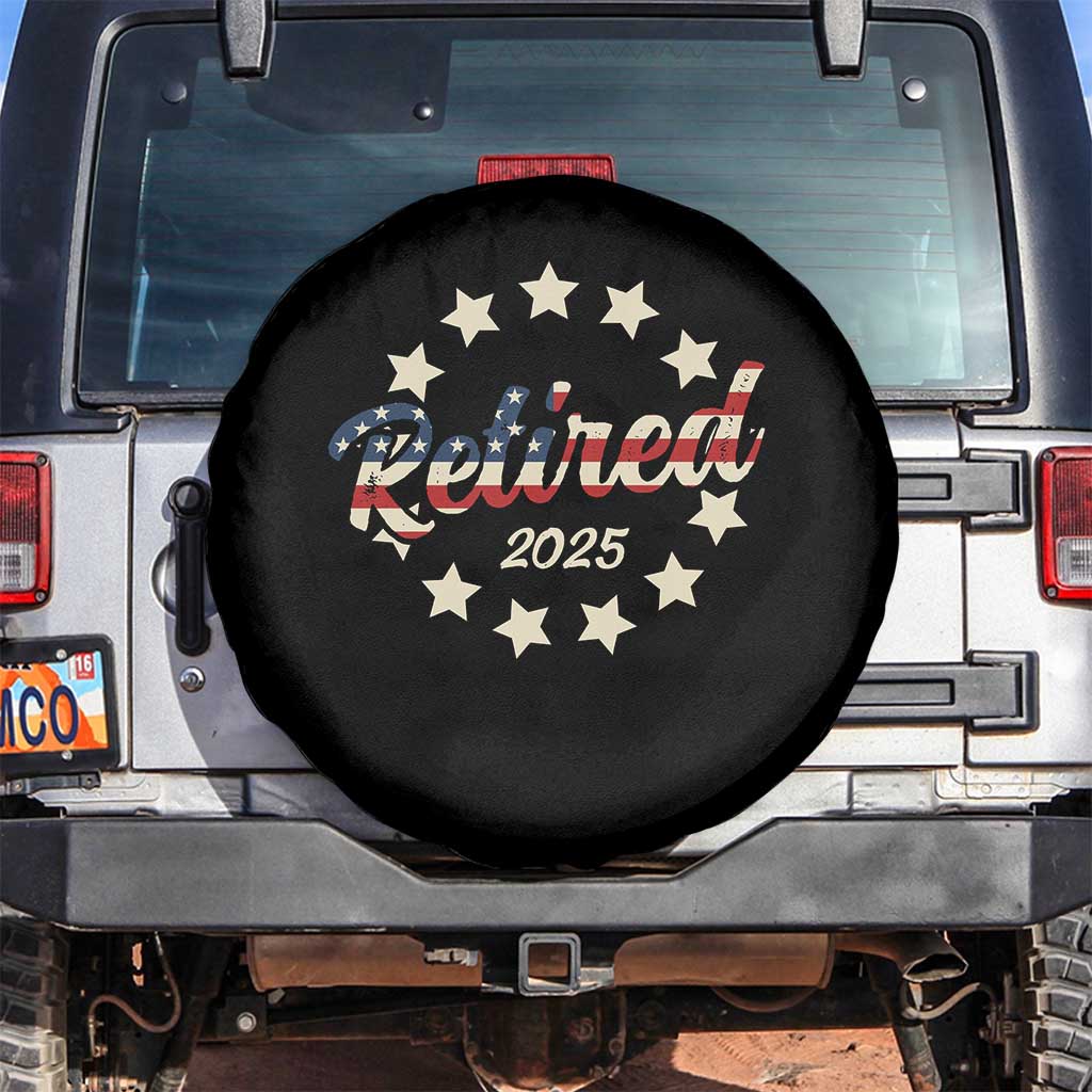 Retired 2025 Spare Tire Cover Retirement Gifts American Flag TS10 No hole Black Print Your Wear