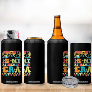 Retired Est 2025 4 in 1 Can Cooler Tumbler In My Retirement Era Groovy Summer Vibes TS10 Print Your Wear
