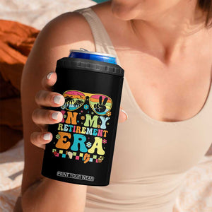 Retired Est 2025 4 in 1 Can Cooler Tumbler In My Retirement Era Groovy Summer Vibes TS10 Print Your Wear