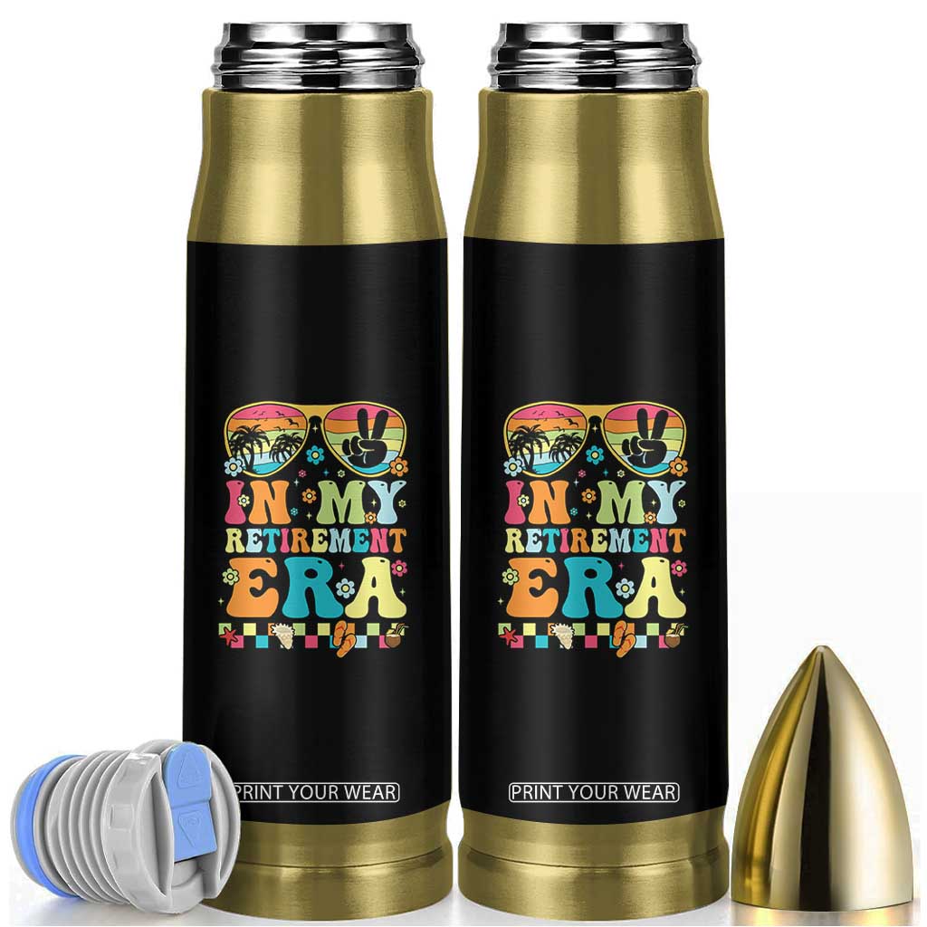 Retired Est 2025 Bullet Tumbler In My Retirement Era Groovy Summer Vibes TS10 Black Print Your Wear