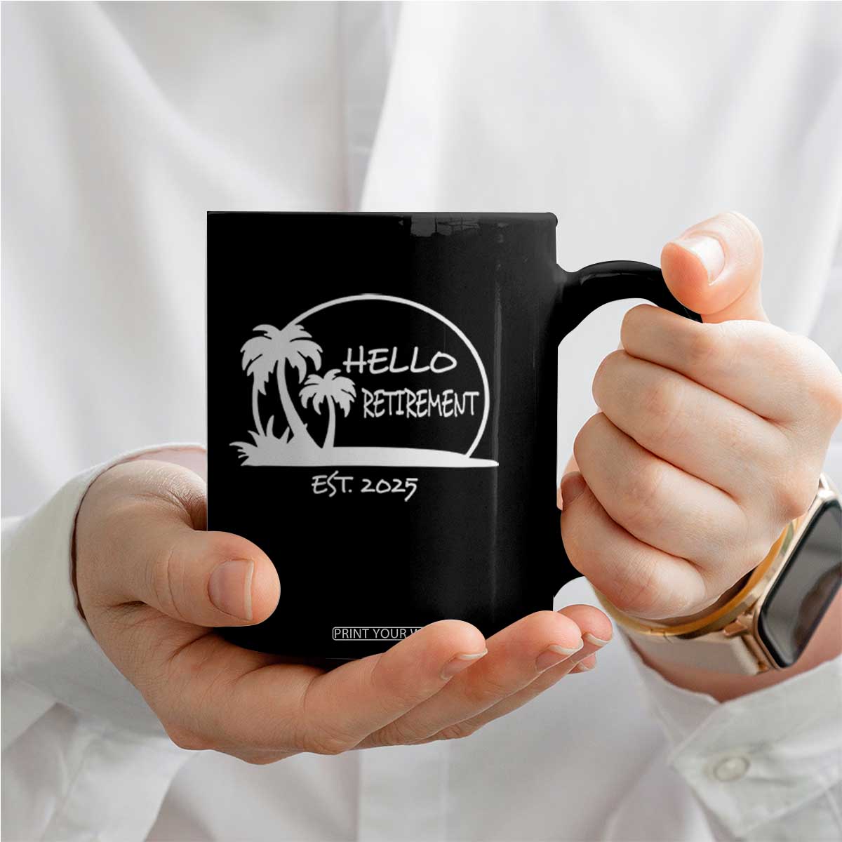Retired Est 2025 Coffee Mug Hello Retirement Summer Vibes TS10 Print Your Wear
