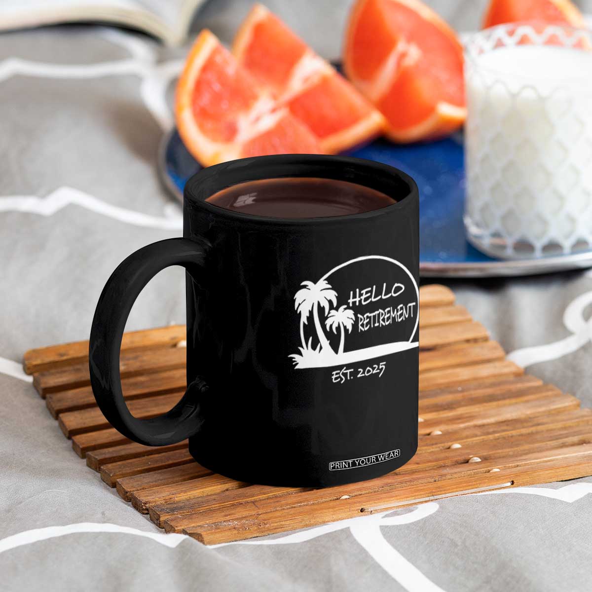 Retired Est 2025 Coffee Mug Hello Retirement Summer Vibes TS10 Print Your Wear