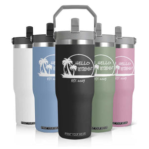 Retired Est 2025 Flip Straw Tumbler Hello Retirement Summer Vibes TS10 Print Your Wear