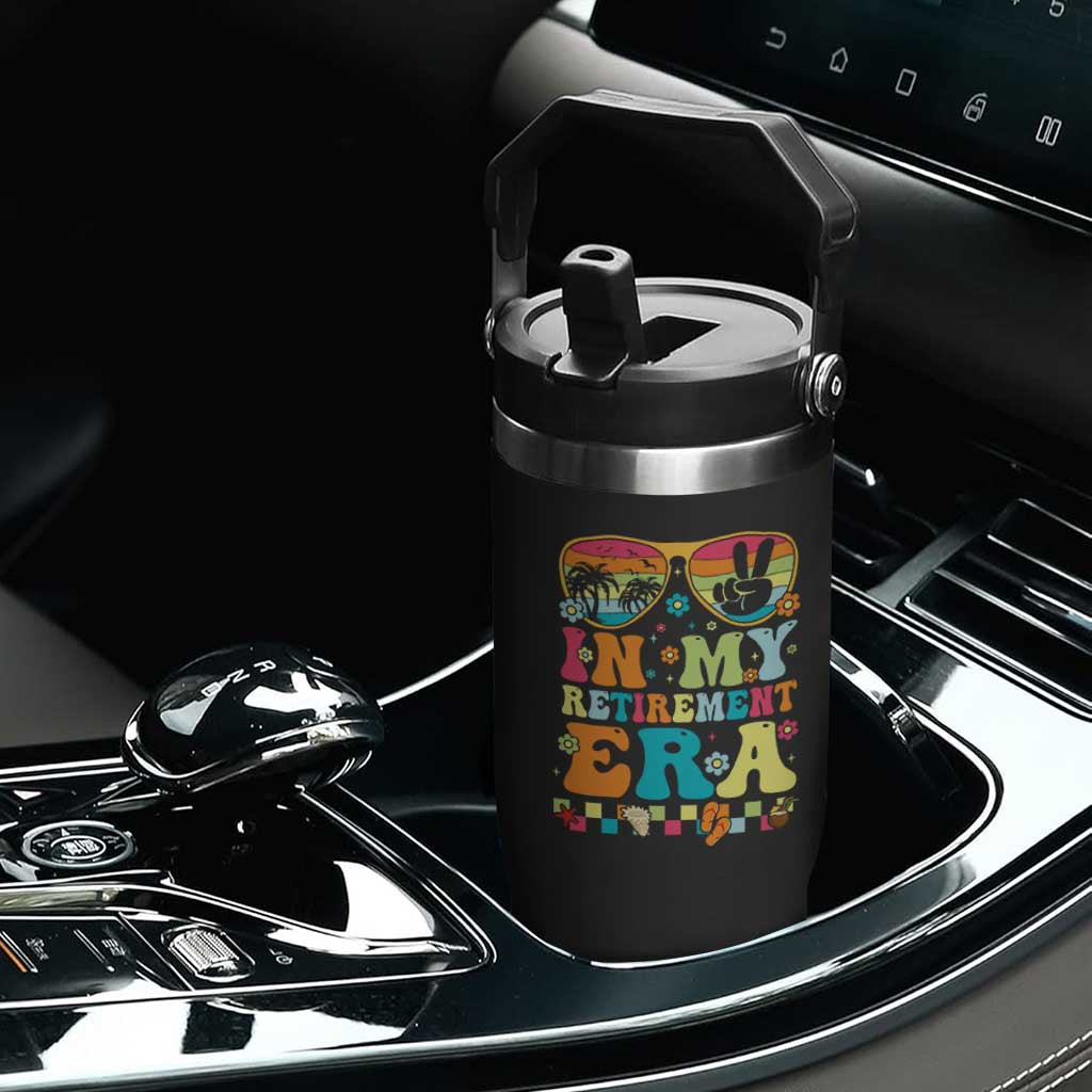 Retired Est 2025 Flip Straw Tumbler In My Retirement Era Groovy Summer Vibes TS10 Print Your Wear