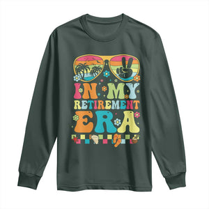 Retired Est 2025 Long Sleeve Shirt In My Retirement Era Groovy Summer Vibes TS10 Dark Forest Green Print Your Wear
