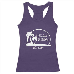 Retired Est 2025 Racerback Tank Top Hello Retirement Summer Vibes TS10 Purple Print Your Wear