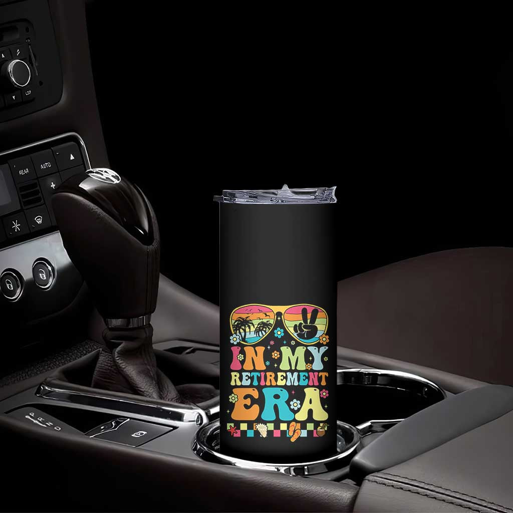 Retired Est 2025 Skinny Tumbler In My Retirement Era Groovy Summer Vibes TS10 Print Your Wear