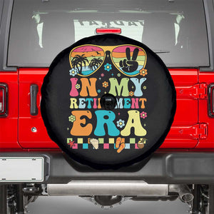 Retired Est 2025 Spare Tire Cover In My Retirement Era Groovy Summer Vibes TS10 Black Print Your Wear