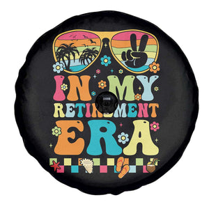 Retired Est 2025 Spare Tire Cover In My Retirement Era Groovy Summer Vibes TS10 Print Your Wear