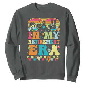 Retired Est 2025 Sweatshirt In My Retirement Era Groovy Summer Vibes TS10 Dark Heather Print Your Wear