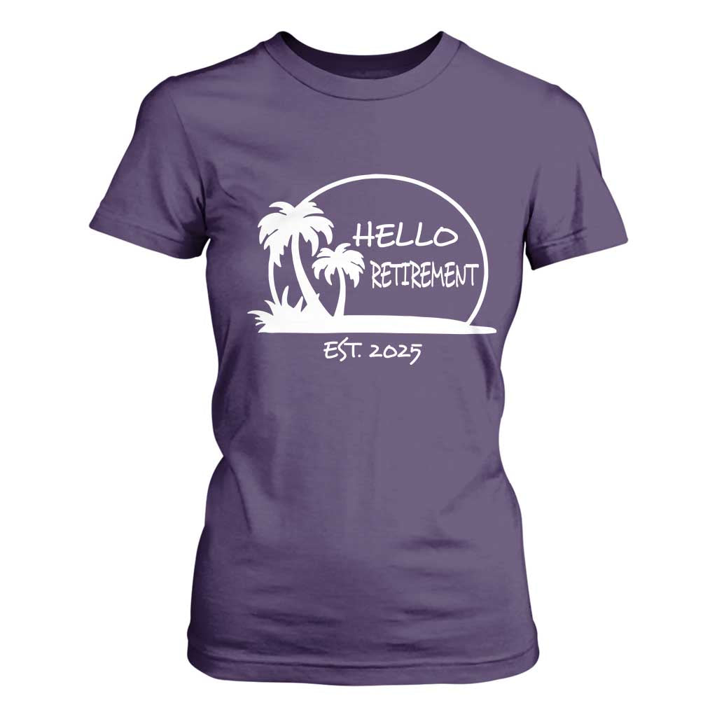 Retired Est 2025 T Shirt For Women Hello Retirement Summer Vibes TS10 Purple Print Your Wear