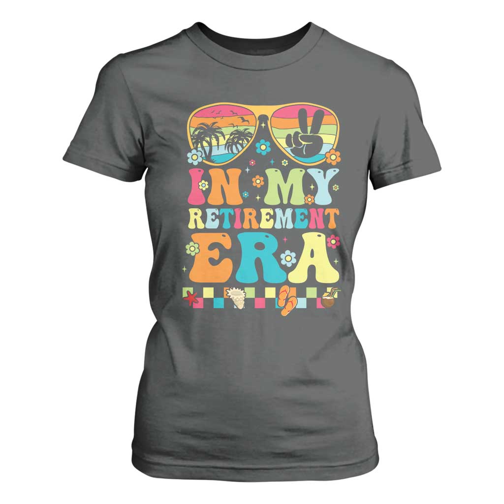 Retired Est 2025 T Shirt For Women In My Retirement Era Groovy Summer Vibes TS10 Dark Heather Print Your Wear