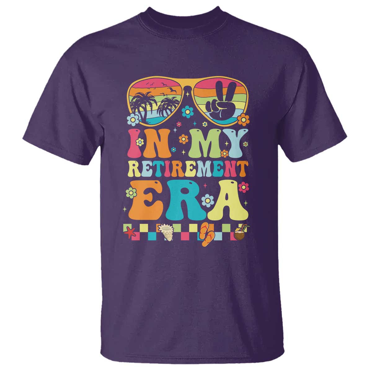 Retired Est 2025 T Shirt In My Retirement Era Groovy Summer Vibes TS10 Purple Print Your Wear