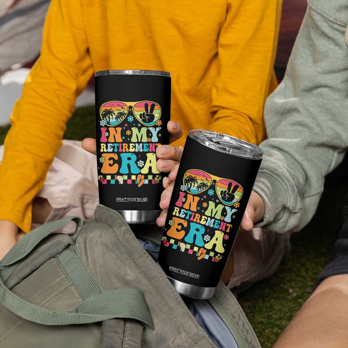 Retired Est 2025 Tumbler Cup In My Retirement Era Groovy Summer Vibes TS10 Print Your Wear