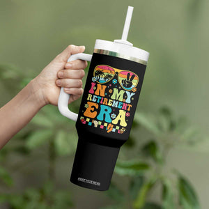 Retired Est 2025 Tumbler With Handle In My Retirement Era Groovy Summer Vibes TS10 Print Your Wear