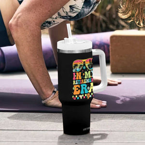 Retired Est 2025 Tumbler With Handle In My Retirement Era Groovy Summer Vibes TS10 Print Your Wear