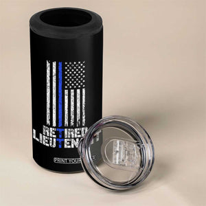Retired Police Lieutenant 4 in 1 Can Cooler Tumbler Retirement Blue Line American Flags TS10 Print Your Wear