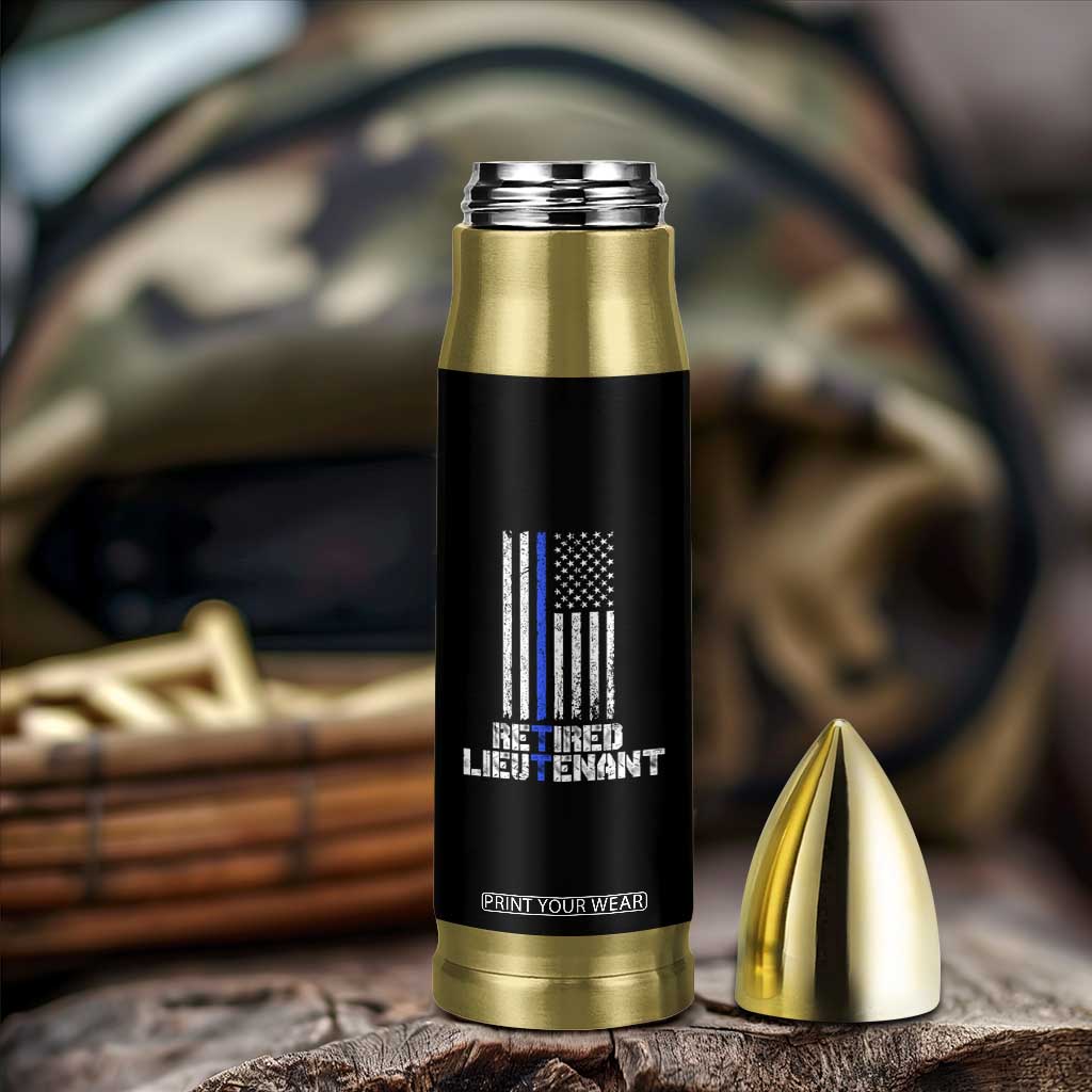 Retired Police Lieutenant Bullet Tumbler Retirement Blue Line American Flags TS10 Print Your Wear