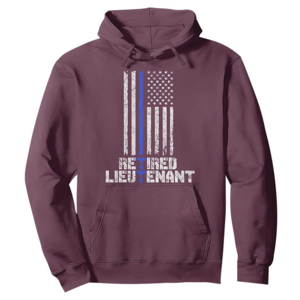 Retired Police Lieutenant Hoodie Retirement Blue Line American Flags TS10 Maroon Print Your Wear