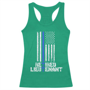 Retired Police Lieutenant Racerback Tank Top Retirement Thin Blue Line American Flags TS10 Irish Green Print Your Wear