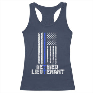 Retired Police Lieutenant Racerback Tank Top Retirement Thin Blue Line American Flags TS10 Navy Print Your Wear