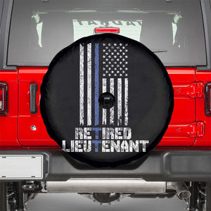 Retired Police Lieutenant Spare Tire Cover Retirement Blue Line American Flags TS10 Black Print Your Wear