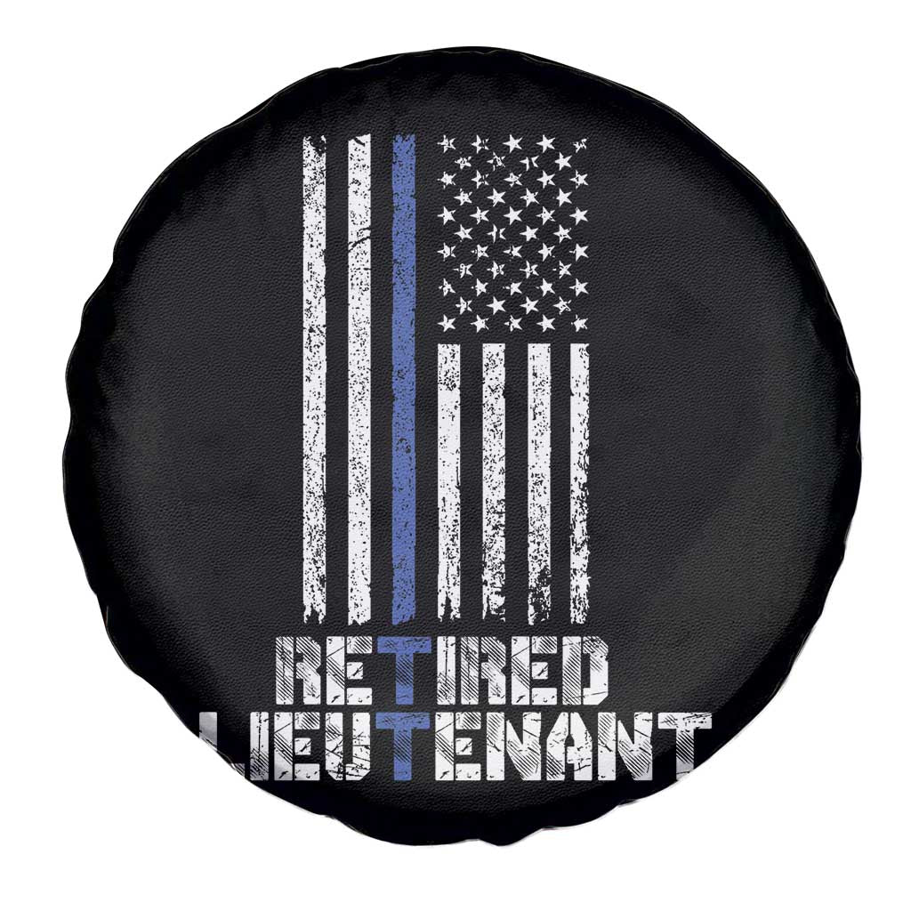 Retired Police Lieutenant Spare Tire Cover Retirement Blue Line American Flags TS10 Print Your Wear