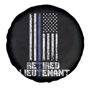 Retired Police Lieutenant Spare Tire Cover Retirement Blue Line American Flags TS10 Print Your Wear