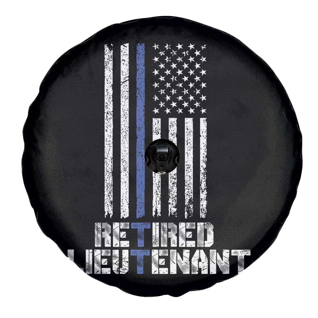 Retired Police Lieutenant Spare Tire Cover Retirement Blue Line American Flags TS10 Print Your Wear