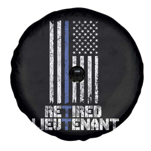 Retired Police Lieutenant Spare Tire Cover Retirement Blue Line American Flags TS10 Print Your Wear