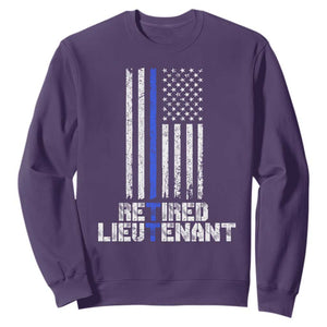 Retired Police Lieutenant Sweatshirt Retirement Blue Line American Flags TS10 Purple Print Your Wear