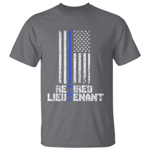 Retired Police Lieutenant T Shirt Retirement Blue Line American Flags TS10 Charcoal Print Your Wear