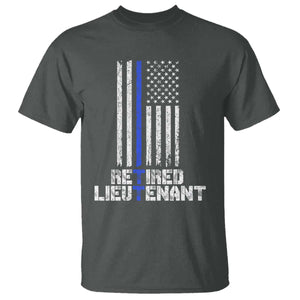 Retired Police Lieutenant T Shirt Retirement Blue Line American Flags TS10 Dark Heather Print Your Wear