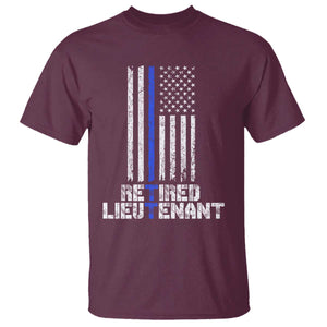 Retired Police Lieutenant T Shirt Retirement Blue Line American Flags TS10 Maroon Print Your Wear