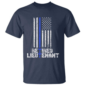 Retired Police Lieutenant T Shirt Retirement Blue Line American Flags TS10 Navy Print Your Wear